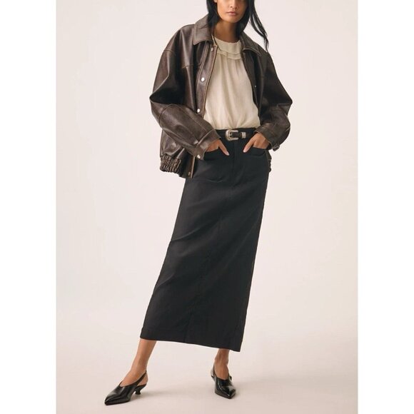 Anthropologie The Colette Maxi Skirt Maeve Womens 2X Black Stretch Pockets NWT - Picture 2 of 5